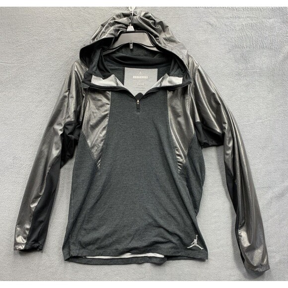 Air Jordan Training Fitted Shield 1/4 Zip Black Pullover Hoodie Size Large - Picture 1 of 14